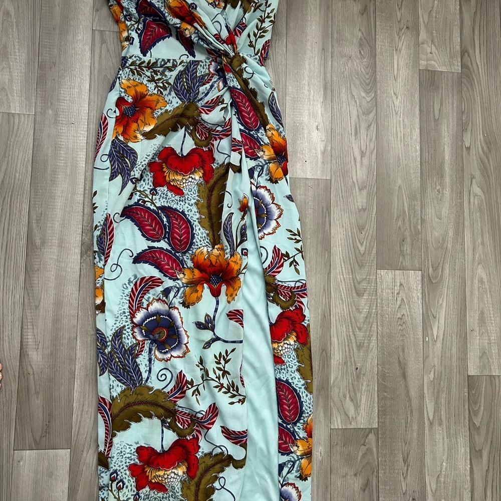 Katie May Floral Maxi Dress in Light Blue and Red